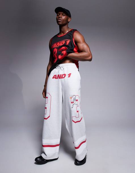 AND1 oversized trackies with sports graphic in grey - view 1