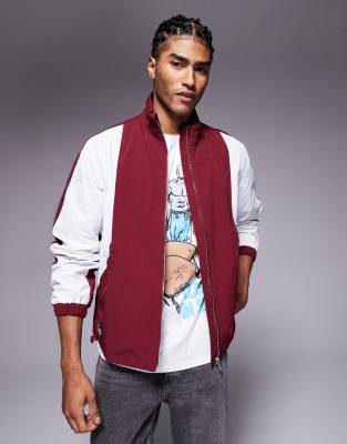 AND1 AND1 panelled track jacket in burgundy multi