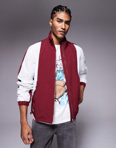 AND1 panelled track jacket in burgundy multi - view 1