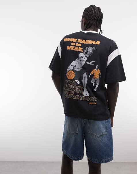 AND1 - Sort oversized T-shirt med basketballprint på ryggen og logo - view 1