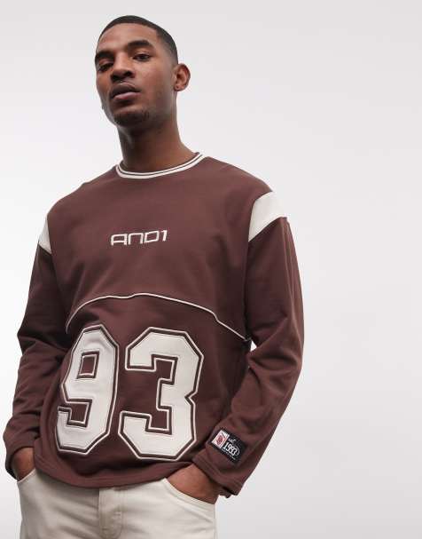 AND1 - Sweat à empiècement logo 93 - Marron chocolat - view 1
