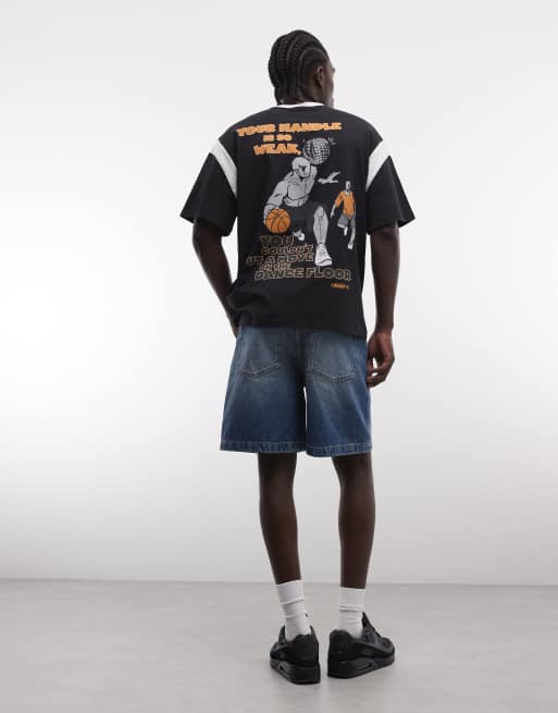 AND1 T-shirt oversize à logo avec imprimé basketball au dos - Noir, 4 de 5
