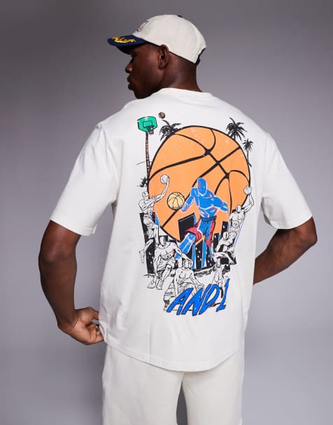 AND1 - T-shirt oversize avec imprimé sport au dos - Blanc - view 1