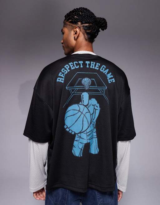 AND1 - Top in jersey a rete nero multicolore a doppio strato, 3 di 5