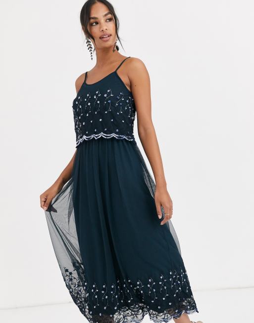 Angeleye embellished store maxi dress navy