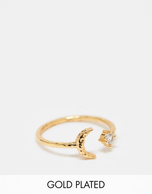 Anillo ajustable chapado en oro con diseño de luna y estrella de la colección Z de Accessorize