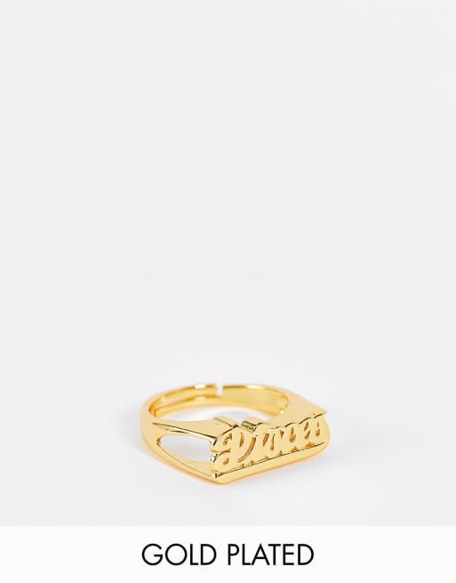 Anillo ajustable con diseño de signo del Piscis chapado en oro de Image Gang ASOS