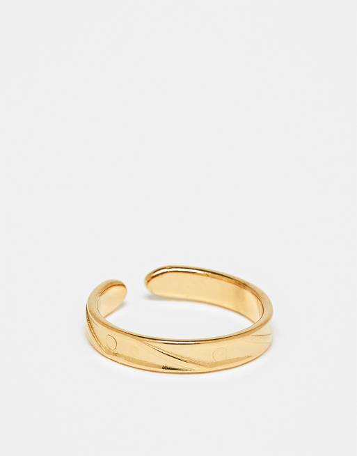 Anillo ajustable de acero inoxidable chapado en oro de 18 quilates de Lost Souls