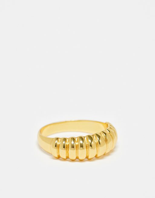 Anillo apilable grueso chapado en oro de vermeil de 18 quilates de Seol + Gold 