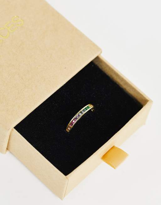 Anillo chapado en oro con incrustaciones multicolores Fine de Pieces