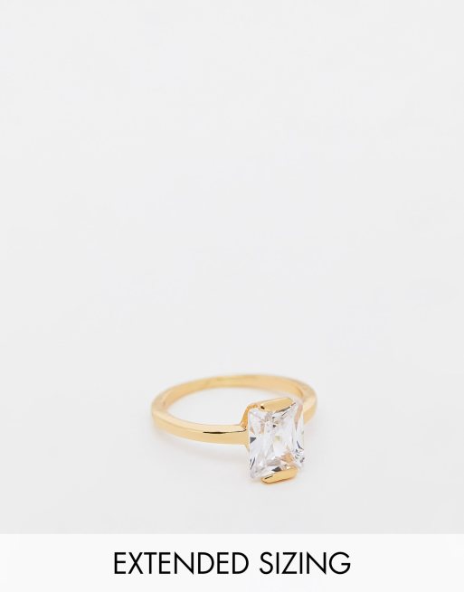Anillo chapado en oro de 14 quilates con cristal cuadrado de ASOS DESIGN