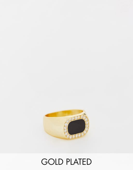 Anillo chapado en oro de 18 quilates con incrustaciones de cristales Zion de Image Gang