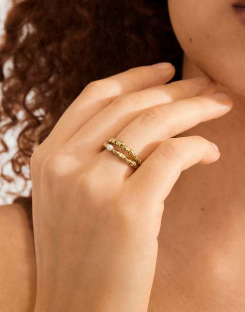 Anillo chapado en oro Shift de Pilgrim - view 1