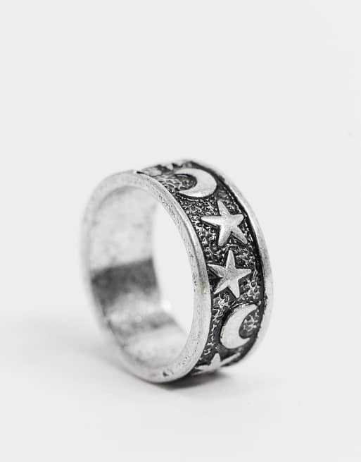 Anillo con detalle de estrella y luna en tono plateado pulido de ASOS DESIGN, 3 de 4