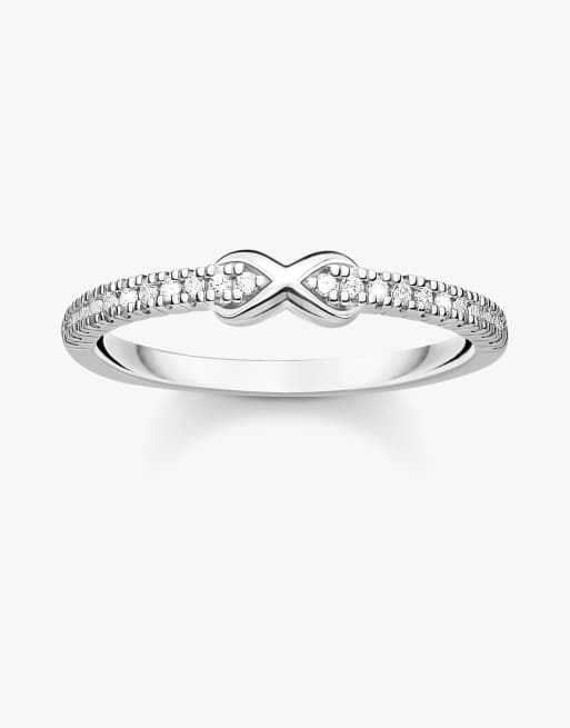 Anillo con detalle de símbolo de infinito de plata de ley 925 y piedras blancas de Thomas Sabo, 3 de 3