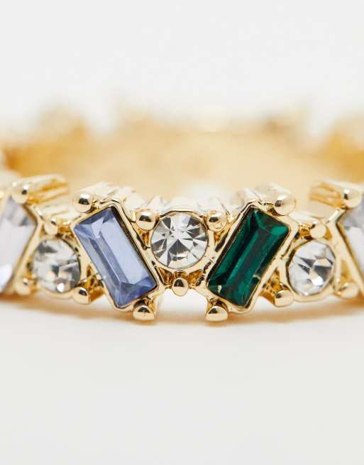 Anillo con diseño de cristales verdes y azules de corte baguette de ASOS DESIGN, 2 de 4