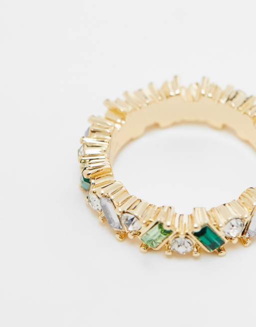 Anillo con diseño de cristales verdes y azules de corte baguette de ASOS DESIGN, 3 de 4