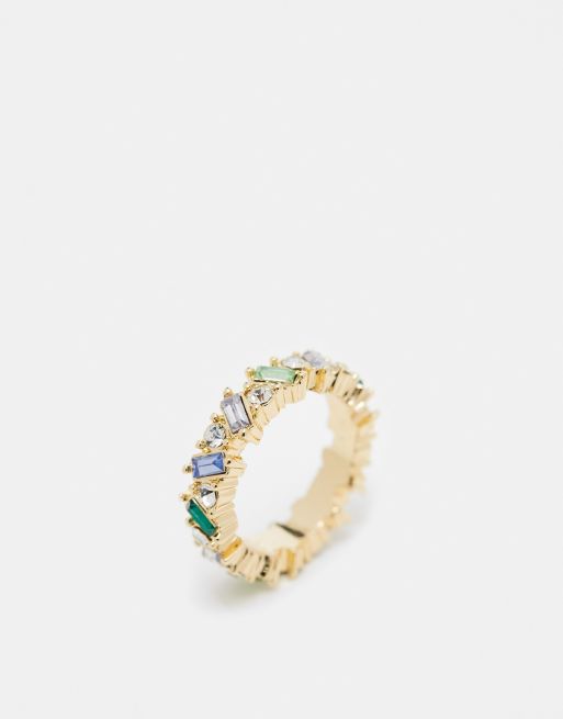 Anillo con diseño de cristales verdes y azules de corte baguette de ASOS DESIGN, 4 de 4