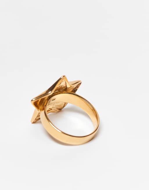 Anillo con diseño de estrella de oro vermeil de 18 quilates de Seol + Gold, 2 de 3