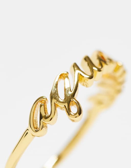 Anillo con diseño del signo zodiacal de Acuario chapado en oro de