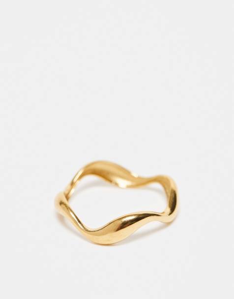 Anillo con diseño ondulado de acero inoxidable chapado en oro de 18 quilates de Lost Souls - view 1