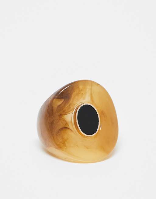 Anillo con gema de efecto carey de Reclaimed Vintage