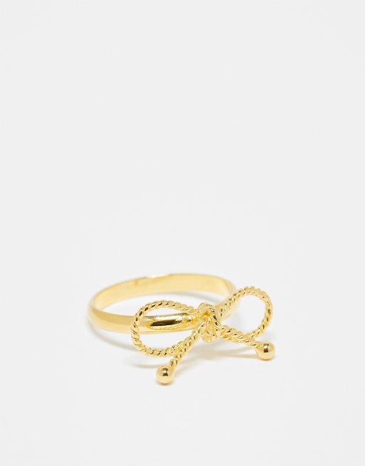 Anillo con lazo chapado en oro de vermeil de 18 quilates de Seol + Gold 