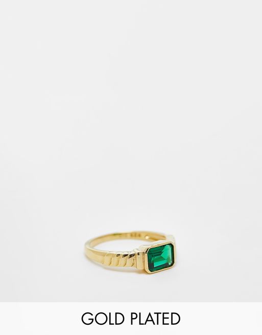 Anillo con piedra esmeralda y chapado vermeil de oro de 18 quilates de Seol + Gold