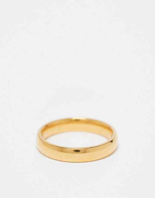 Anillo de banda de 4 mm curvado chapado en oro de 18 quilates de Lost Souls