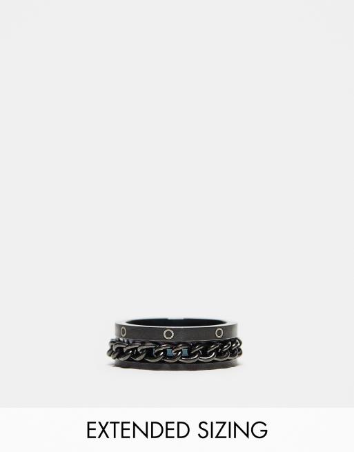 Anillo de banda gris plomo con diseño giratorio de acero inoxidable resistente al agua de ASOS DESIGN