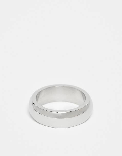 Anillo de banda plateado liso de acero inoxidable resistente al agua de ASOS DESIGN   - view 1