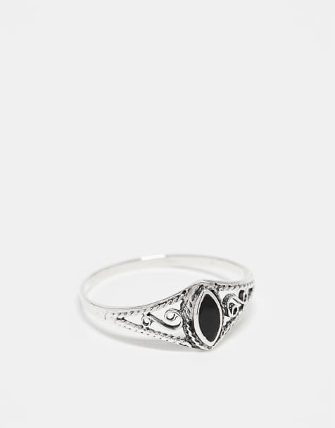 Anillo de plata de ley con diseño de piedra ónice negra en forma de lágrima de Kingsley Ryan - view 1