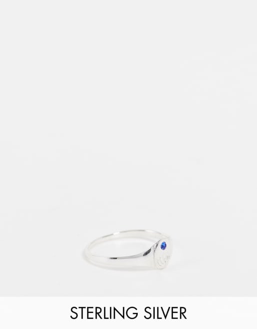 Anillo de plata de ley con piedra natal de septiembre de cristal de zafiro de Kingsley Ryan