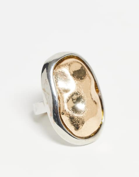 Anillo de tonos metálicos combinados efecto fundido de Reclaimed Vintage - view 1