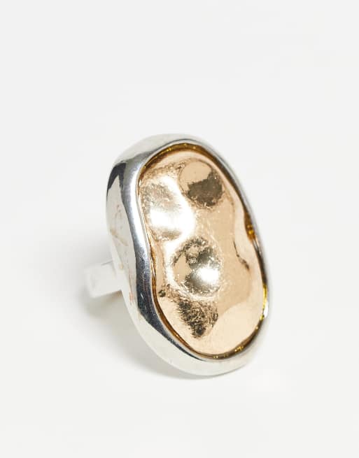 Anillo de tonos metálicos combinados efecto fundido de Reclaimed Vintage