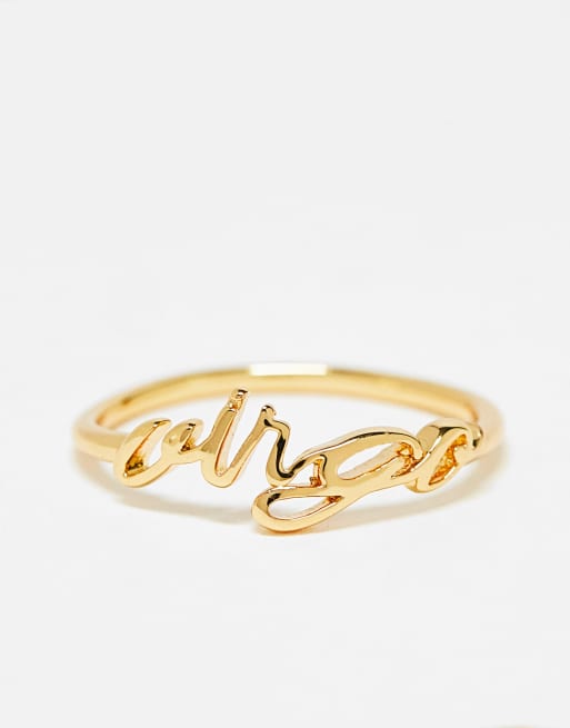 Anillo del signo zodiacal Virgo chapado en oro de 14 quilates con
