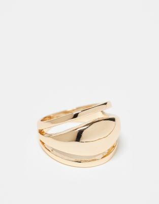 Anillo dorado abombado con diseño de capas de ASOS DESIGN - view 1