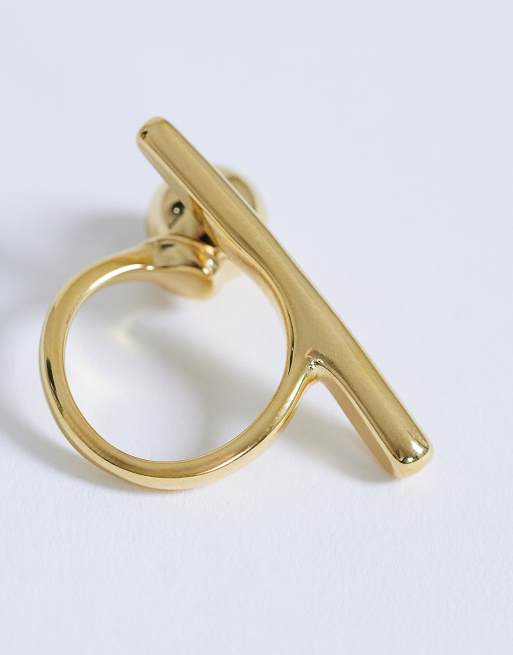 Anillo dorado con diseño abstracto de acero resistente al agua Ramona de Topshop, 2 de 3