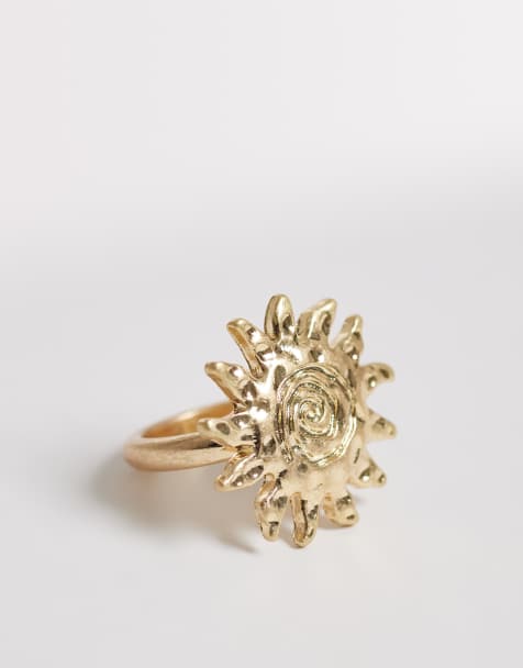 Anillo dorado con diseño de sol de ASOS DESIGN - view 1