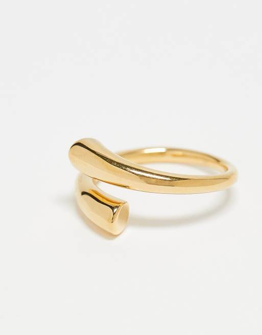 Anillo dorado con diseño envolvente de acero inoxidable resistente al agua de ASOS DESIGN, 2 de 4