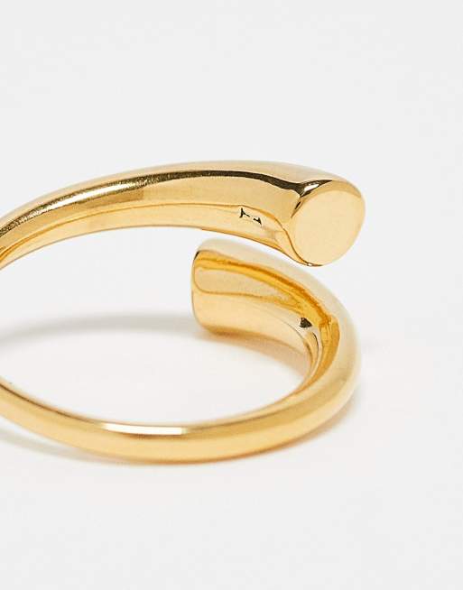 Anillo dorado con diseño envolvente de acero inoxidable resistente al agua de ASOS DESIGN, 3 de 4