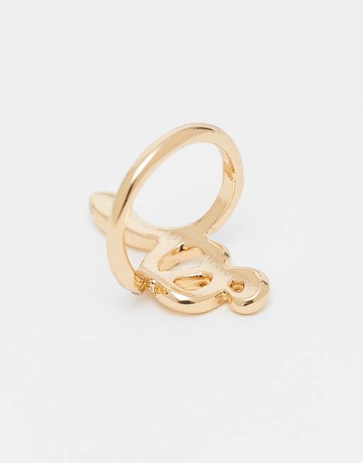 Anillo dorado con diseño llamativo en forma de serpiente de DesignB London, 2 de 3