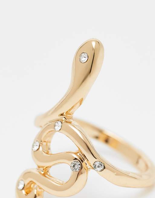 Anillo dorado con diseño llamativo en forma de serpiente de DesignB London, 3 de 3