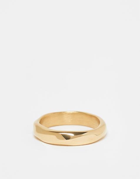 Anillo dorado con diseño retorcido de acero inoxidable resistente al agua de ASOS DESIGN - view 1