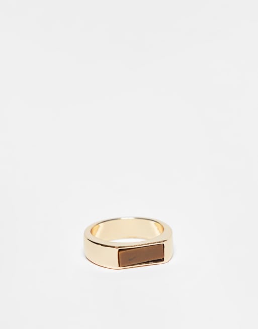 Anillo dorado con ojo de tigre de Topman