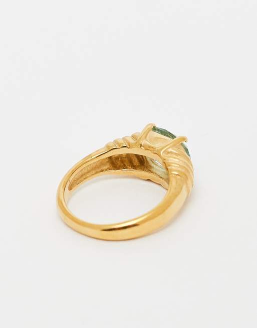 Anillo dorado con piedra azul de acero inoxidable exclusivo de Kaiia , 3 de 3