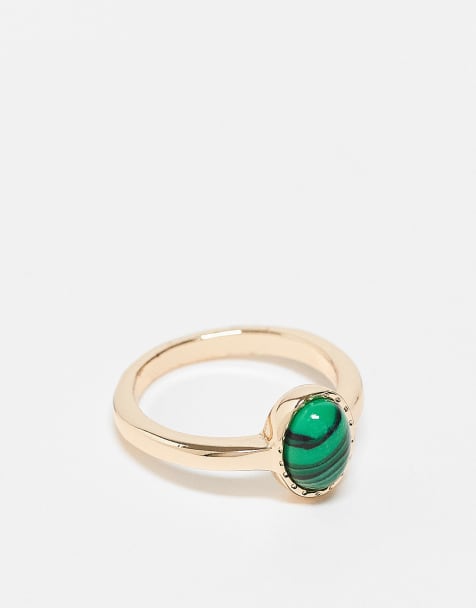 Anillo dorado con piedra de malaquita de ASOS DESIGN - view 1