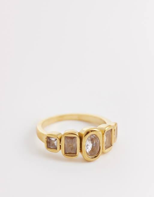 Anillo dorado de piedras de colores de acero inoxidable exclusivo de Kaiia