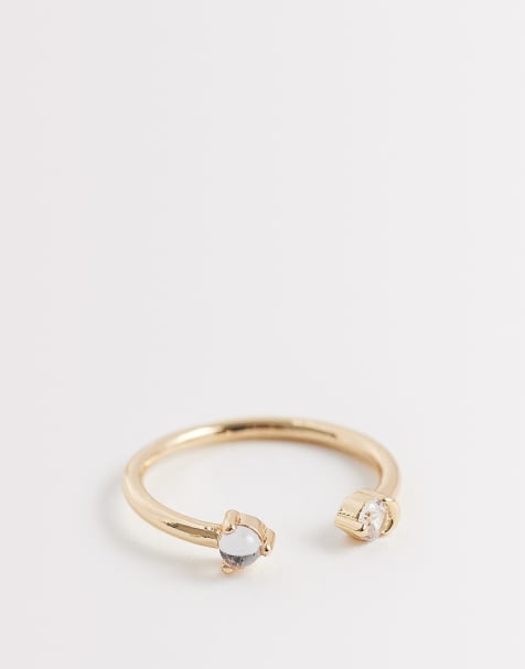 Anillo dorado delicado con diseño envolvente de strass de ASOS DESIGN - view 1