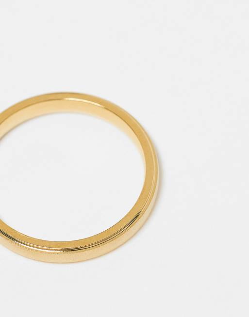 Anillo dorado fino de acero inoxidable resistente al agua de ASOS DESIGN, 3 de 4